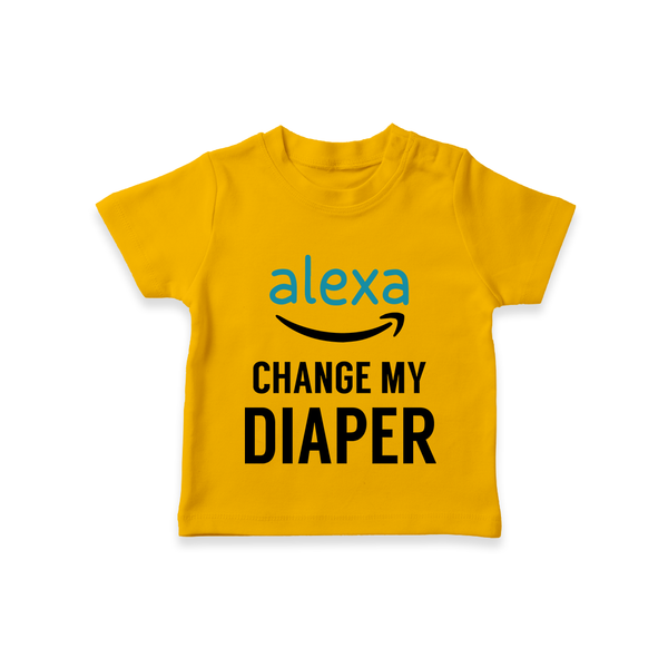 Alexa Change My Diaper TShirt | Personalized Baby TShirt for Tech-Savvy Parents - CHROME YELLOW - 0-5 Months Old (Chest 17")