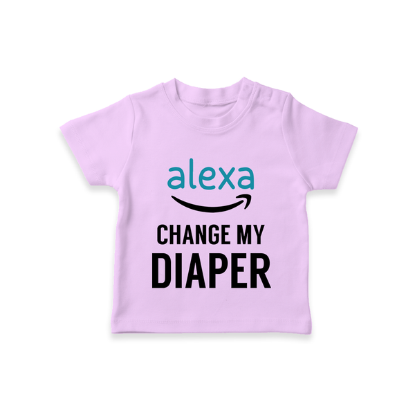 Alexa Change My Diaper TShirt | Personalized Baby TShirt for Tech-Savvy Parents - LILAC - 0-5 Months Old (Chest 17")