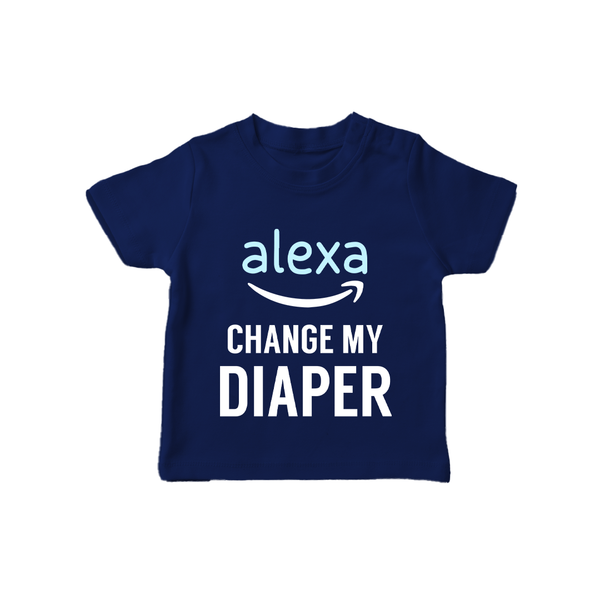 Alexa Change My Diaper TShirt | Personalized Baby TShirt for Tech-Savvy Parents - NAVY BLUE - 0-5 Months Old (Chest 17")