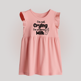 I'm Not Crying I'm Ordering Milk Baby Frock | Custom BabyFrock for Hungry Little Ones - BABY PINK - 0 - 3 Months Old (Chest 17")