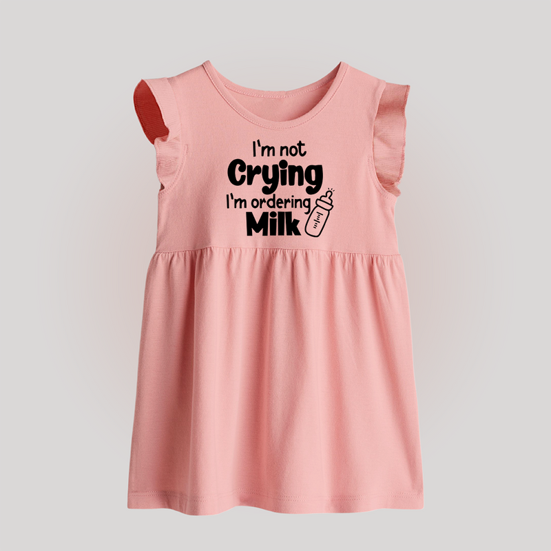 I'm Not Crying I'm Ordering Milk Baby Frock | Custom BabyFrock for Hungry Little Ones - BABY PINK - 0 - 3 Months Old (Chest 17")
