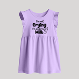 I'm Not Crying I'm Ordering Milk Baby Frock | Custom BabyFrock for Hungry Little Ones - LILAC - 0 - 3 Months Old (Chest 17")