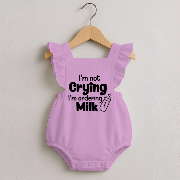 I'm Not Crying I'm Ordering Milk Romper Frock | Custom Baby Romper Frock for Hungry Little Ones - BABY PINK - 0 - 3 Months Old (Chest 19")