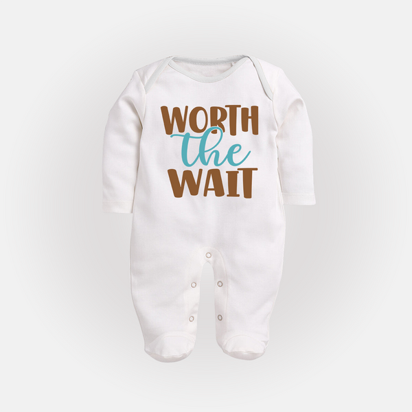 Worth the Wait Sleep Suit | Personalized Baby Sleep Suit for the Long-Awaited Miracle - WHITE - New Born (Chest 7.5")