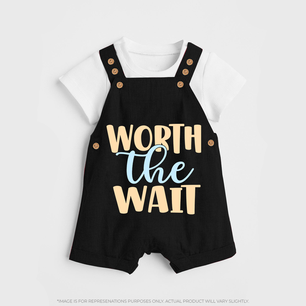 Worth the Wait Dungaree | Personalized Baby Dungaree for the Long-Awaited Miracle - BLACK - 0 - 5 Months Old (Chest 18")