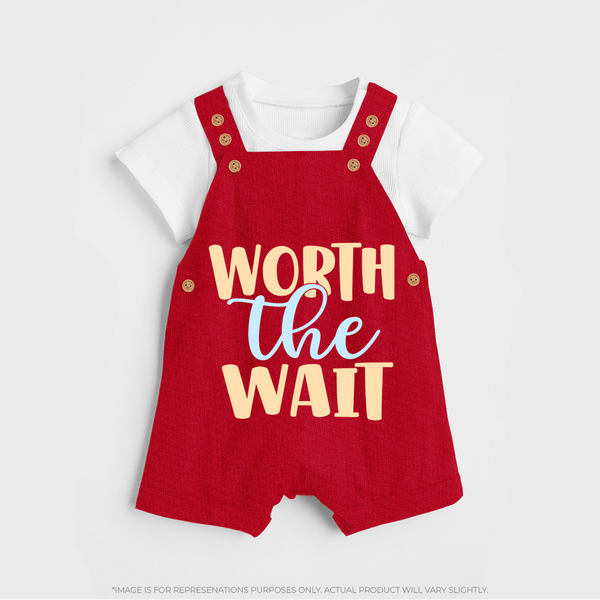 Worth the Wait Dungaree | Personalized Baby Dungaree for the Long-Awaited Miracle - RED - 0 - 5 Months Old (Chest 18")