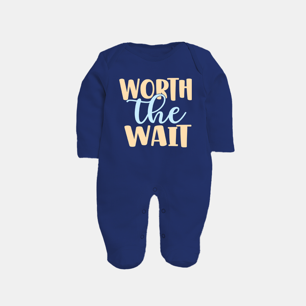 Worth the Wait Sleep Suit | Personalized Baby Sleep Suit for the Long-Awaited Miracle - NAVY BLUE - New Born (Chest 7.5")