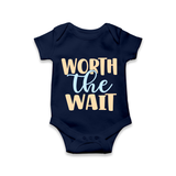 Worth the Wait Romper | Personalized Baby Romper for the Long-Awaited Miracle - NAVY BLUE - New Born (Chest 14")