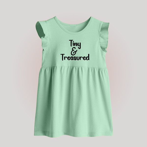 Tiny & Treasured Baby Frock | Personalized BabyFrock for Your Little Treasure - MINT GREEN - 0 - 3 Months Old (Chest 17")