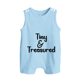 Tiny & Treasured Romper Suit | Personalized Baby Romper Suit for Your Little Treasure - BABY BLUE - 0 - 5 Months Old (Chest 18")