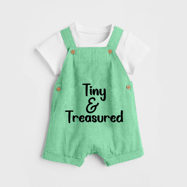 Tiny & Treasured Dungaree | Personalized Baby Dungaree for Your Little Treasure - GREEN - 0 - 5 Months Old (Chest 18")