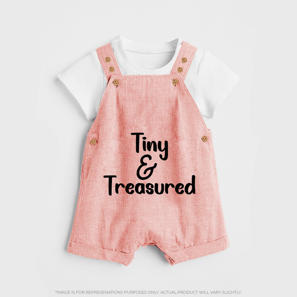 Tiny & Treasured Dungaree | Personalized Baby Dungaree for Your Little Treasure - PEACH - 0 - 5 Months Old (Chest 18")