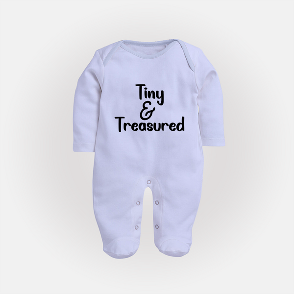 Tiny & Treasured Sleep Suit | Personalized Baby Sleep Suit for Your Little Treasure - BABY BLUE - New Born (Chest 7.5")