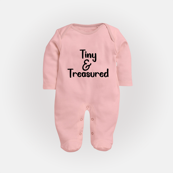 Tiny & Treasured Sleep Suit | Personalized Baby Sleep Suit for Your Little Treasure - BABY PINK - New Born (Chest 7.5")