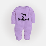 Tiny & Treasured Sleep Suit | Personalized Baby Sleep Suit for Your Little Treasure - LILAC - New Born (Chest 7.5")