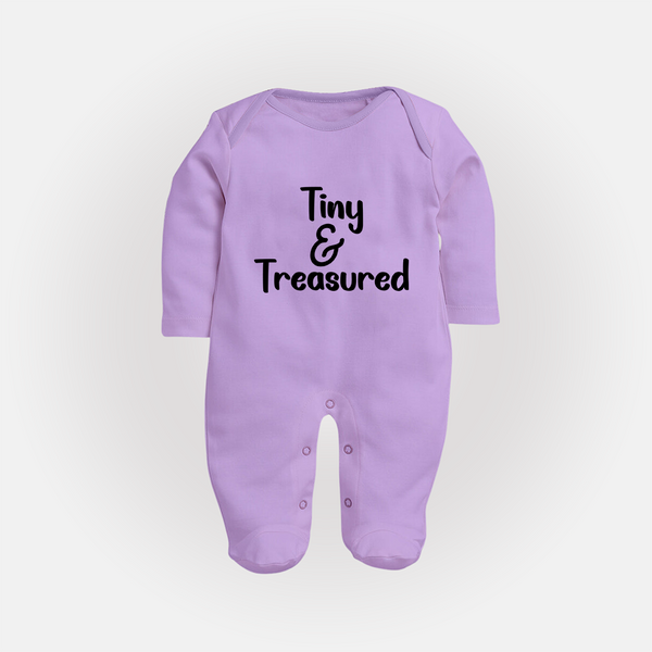 Tiny & Treasured Sleep Suit | Personalized Baby Sleep Suit for Your Little Treasure - LILAC - New Born (Chest 7.5")