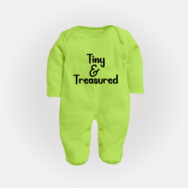 Tiny & Treasured Sleep Suit | Personalized Baby Sleep Suit for Your Little Treasure - LIME GREEN - New Born (Chest 7.5")