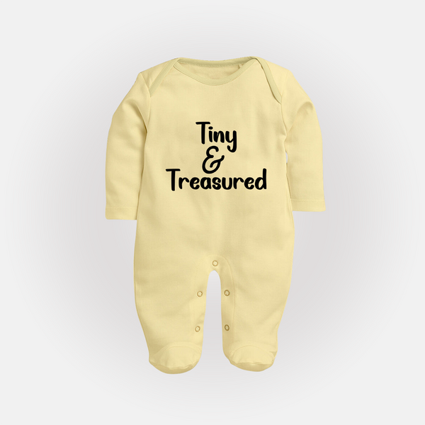 Tiny & Treasured Sleep Suit | Personalized Baby Sleep Suit for Your Little Treasure - PASTEL YELLOW - New Born (Chest 7.5")