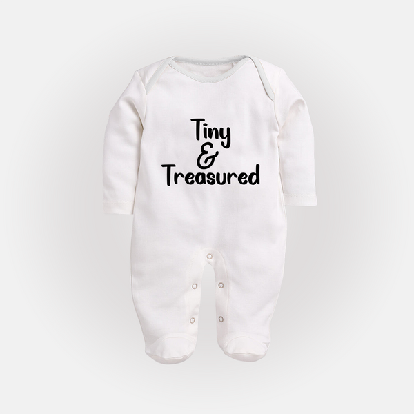 Tiny & Treasured Sleep Suit | Personalized Baby Sleep Suit for Your Little Treasure - WHITE - New Born (Chest 7.5")
