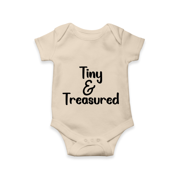 Tiny & Treasured Romper | Personalized Baby Romper for Your Little Treasure - IVORY - New Born (Chest 14")
