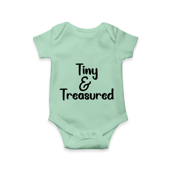 Tiny & Treasured Romper | Personalized Baby Romper for Your Little Treasure - MINT GREEN - New Born (Chest 14")