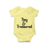 Tiny & Treasured Romper | Personalized Baby Romper for Your Little Treasure - PASTEL YELLOW - New Born (Chest 14")