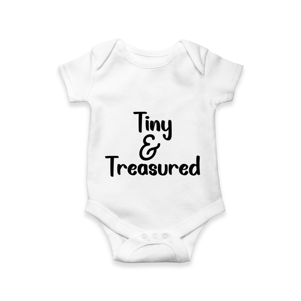 Tiny & Treasured Romper | Personalized Baby Romper for Your Little Treasure - WHITE - New Born (Chest 14")