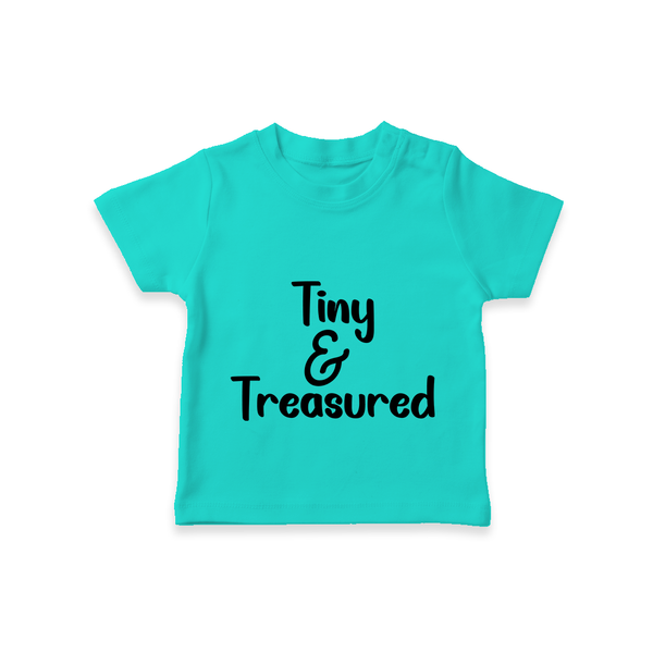 Tiny & Treasured TShirt | Personalized Baby TShirt for Your Little Treasure - TEAL - 0-5 Months Old (Chest 17")