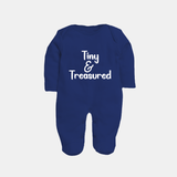 Tiny & Treasured Sleep Suit | Personalized Baby Sleep Suit for Your Little Treasure - NAVY BLUE - New Born (Chest 7.5")