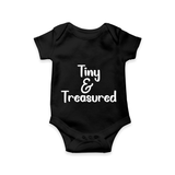 Tiny & Treasured Romper | Personalized Baby Romper for Your Little Treasure - BLACK - New Born (Chest 14")