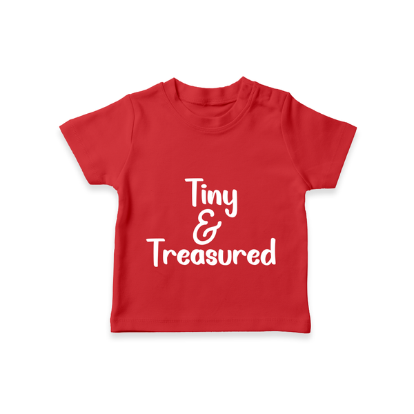 Tiny & Treasured TShirt | Personalized Baby TShirt for Your Little Treasure - RED - 0-5 Months Old (Chest 17")
