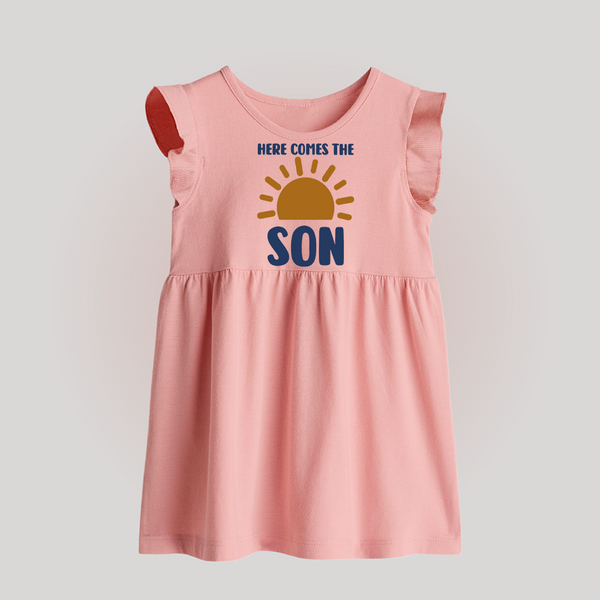 Here Comes the Son Baby Frock | Custom BabyFrock for Your Little Sunbeam - BABY PINK - 0 - 3 Months Old (Chest 17")