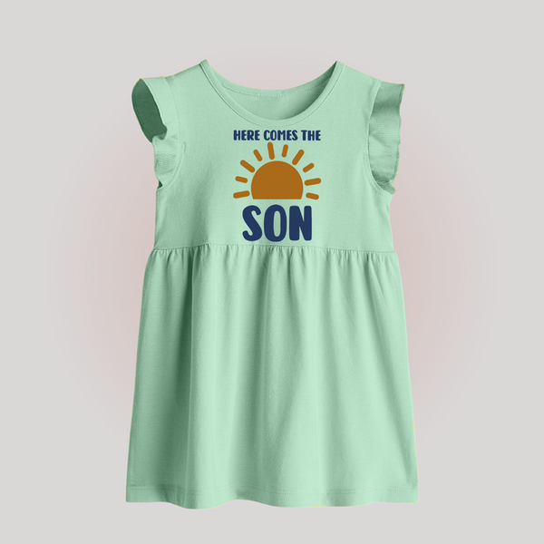 Here Comes the Son Baby Frock | Custom BabyFrock for Your Little Sunbeam - MINT GREEN - 0 - 3 Months Old (Chest 17")