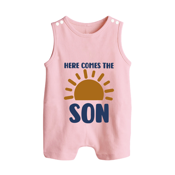Here Comes the Son Romper Suit | Custom Baby Romper Suit for Your Little Sunbeam - BABY PINK - 0 - 5 Months Old (Chest 18")