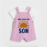 Here Comes the Son Dungaree | Custom Baby Dungaree for Your Little Sunbeam - BABY PINK - 0 - 5 Months Old (Chest 18")