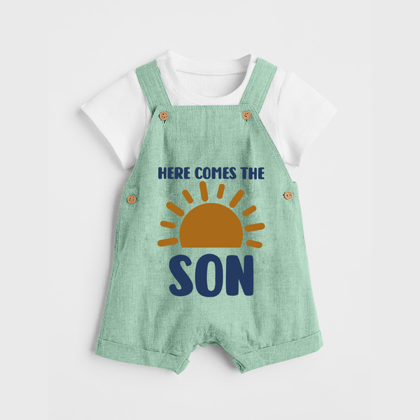 Here Comes the Son Dungaree | Custom Baby Dungaree for Your Little Sunbeam - MINT GREEN - 0 - 5 Months Old (Chest 18")