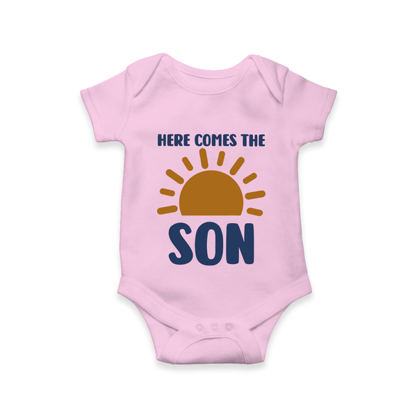 Here Comes the Son Romper | Custom Baby Romper for Your Little Sunbeam - BABY PINK - New Born (Chest 14")