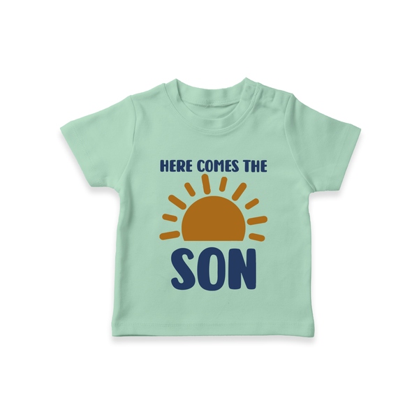 Here Comes the Son TShirt | Custom Baby TShirt for Your Little Sunbeam - MINT GREEN - 0-5 Months Old (Chest 17")
