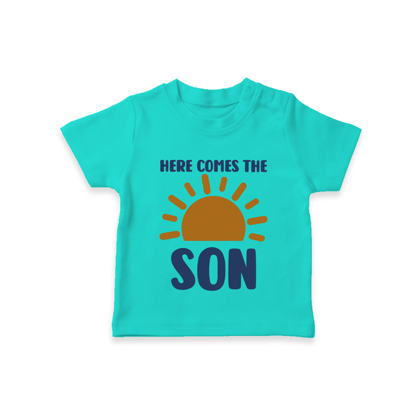 Here Comes the Son TShirt | Custom Baby TShirt for Your Little Sunbeam - TEAL - 0-5 Months Old (Chest 17")