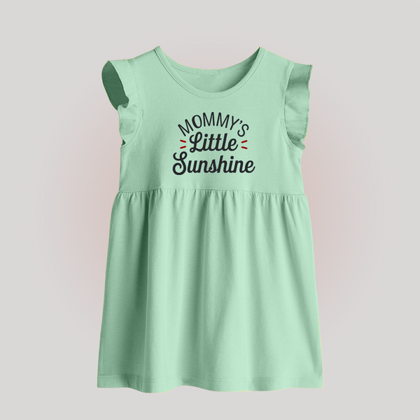 Mommy's Little Sunshine Baby Frock | Personalized BabyFrock for Mommy's Sunshine - MINT GREEN - 0 - 3 Months Old (Chest 17")