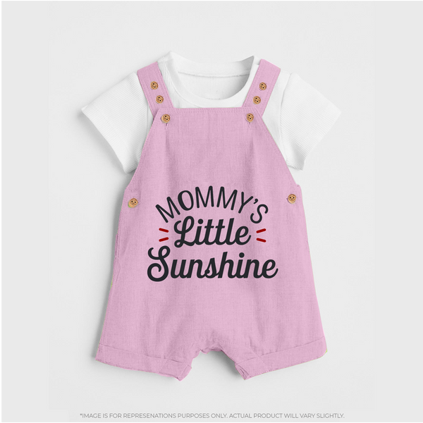 Mommy's Little Sunshine Dungaree | Personalized Baby Dungaree for Mommy's Sunshine - BABY PINK - 0 - 5 Months Old (Chest 18")