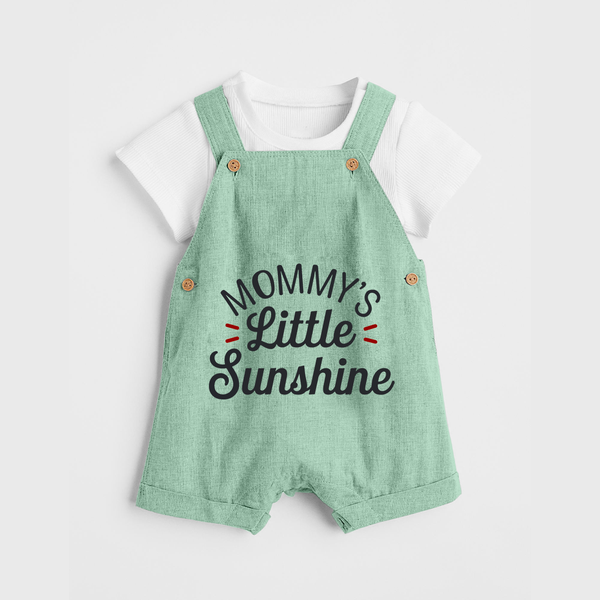 Mommy's Little Sunshine Dungaree | Personalized Baby Dungaree for Mommy's Sunshine - MINT GREEN - 0 - 5 Months Old (Chest 18")