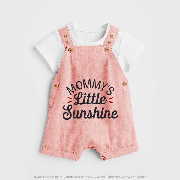 Mommy's Little Sunshine Dungaree | Personalized Baby Dungaree for Mommy's Sunshine - PEACH - 0 - 5 Months Old (Chest 18")