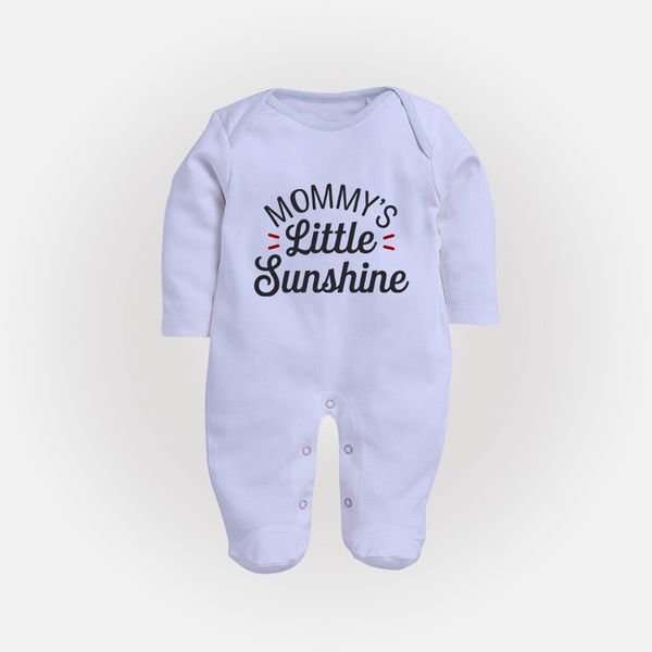 Mommy's Little Sunshine Sleep Suit | Personalized Baby Sleep Suit for Mommy's Sunshine - BABY BLUE - New Born (Chest 7.5")