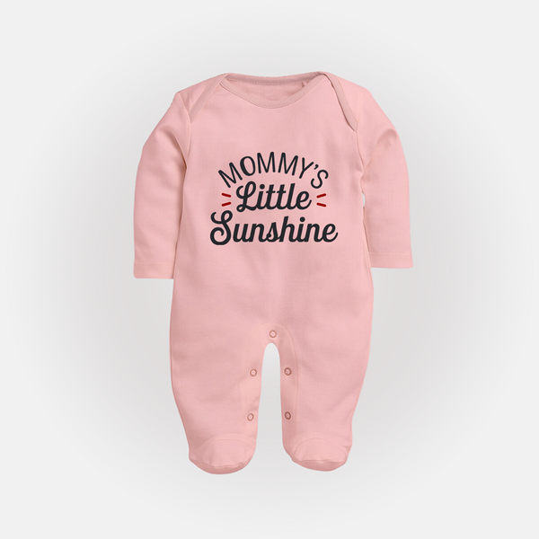 Mommy's Little Sunshine Sleep Suit | Personalized Baby Sleep Suit for Mommy's Sunshine - BABY PINK - New Born (Chest 7.5")