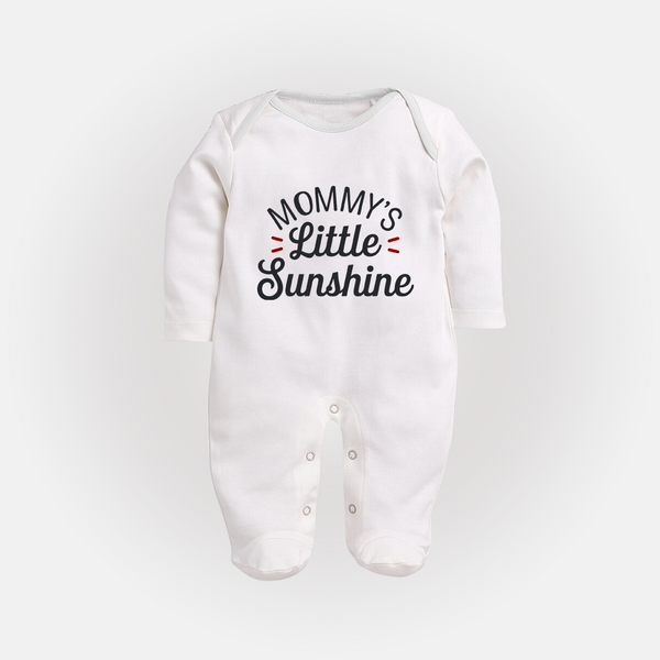 Mommy's Little Sunshine Sleep Suit | Personalized Baby Sleep Suit for Mommy's Sunshine - WHITE - New Born (Chest 7.5")
