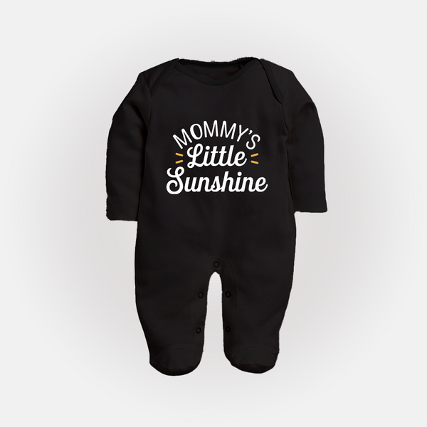 Mommy's Little Sunshine Sleep Suit | Personalized Baby Sleep Suit for Mommy's Sunshine - BLACK - New Born (Chest 7.5")
