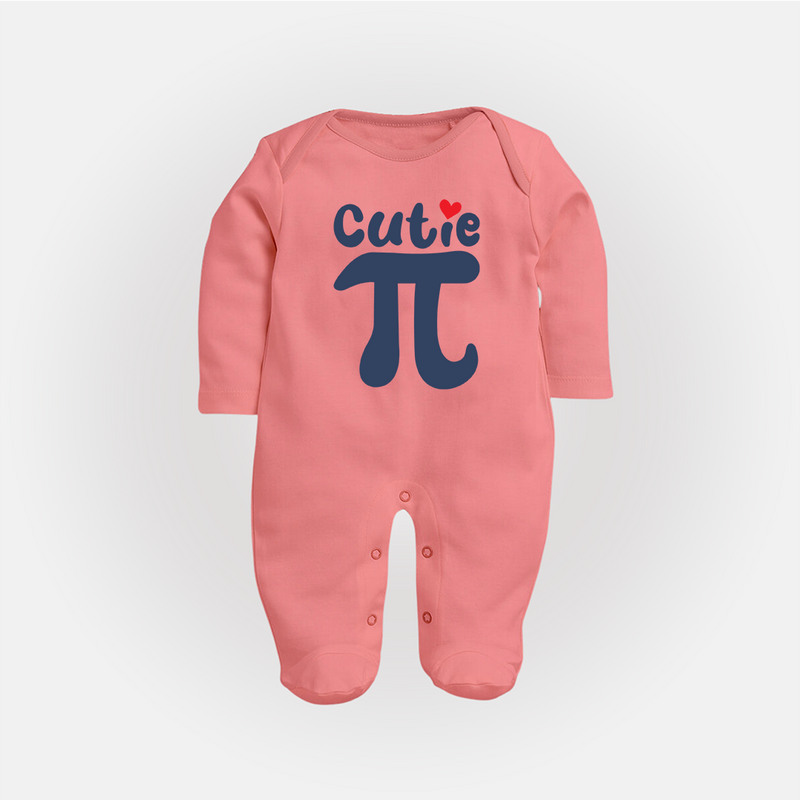 Cutie Pie Sleep Suit | Custom Baby Sleep Suit for Your Little Cutie - PEACH - New Born (Chest 7.5")