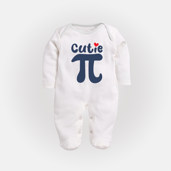 Cutie Pie Sleep Suit | Custom Baby Sleep Suit for Your Little Cutie - WHITE - New Born (Chest 7.5")