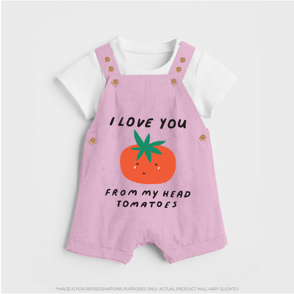 I Love You from My Head to My Toes Dungaree | Personalized Baby Dungaree for Your Little One - BABY PINK - 0 - 5 Months Old (Chest 18")